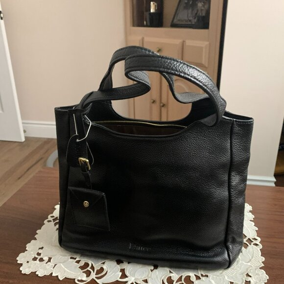 New Kattee Black Leather Tote Bag - Picture 3 of 6